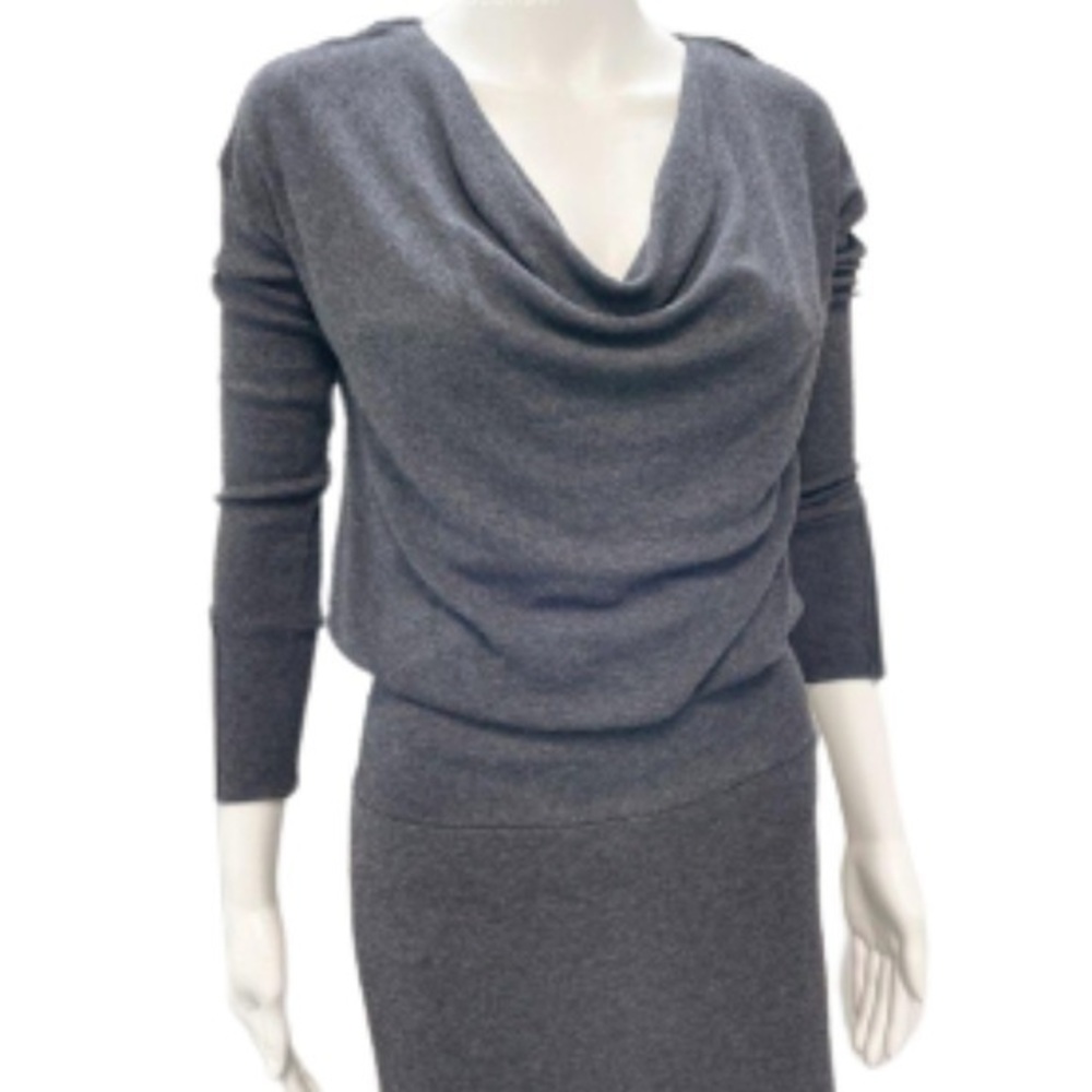 Anthropologie Bordeaux heather gray stretchy maxi sweater dress NWT size S